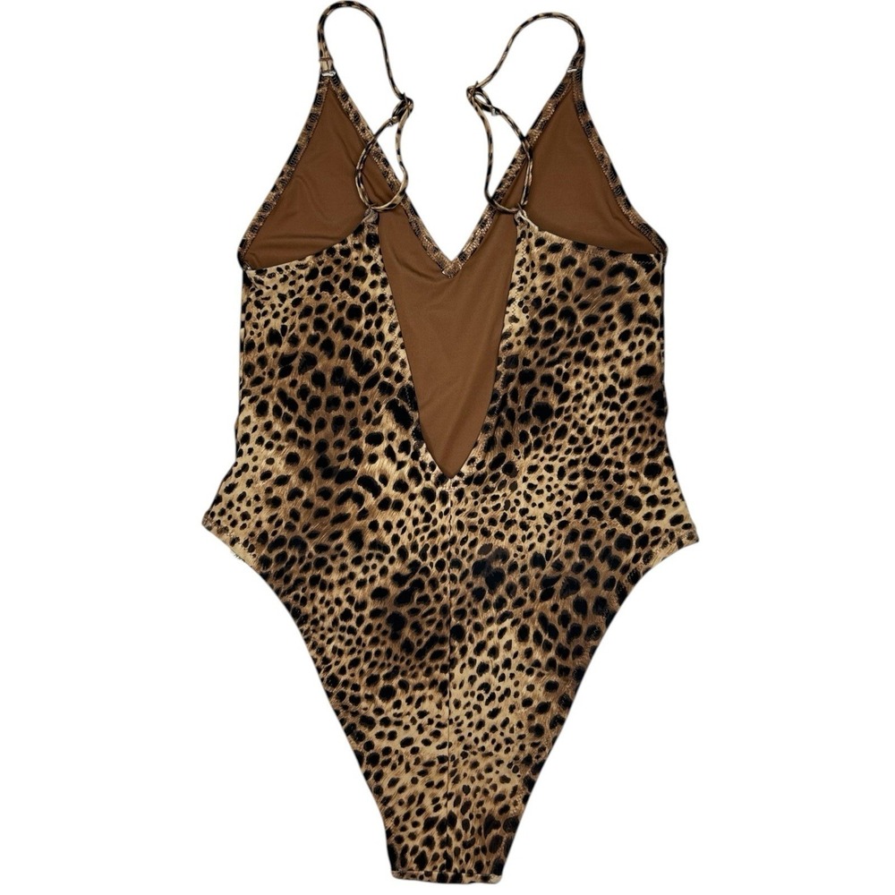 Aerie Real Good One Piece Swimsuit XS Leopard Print Cheeky V-Neck Plunge NWT - Picture 5 of 5